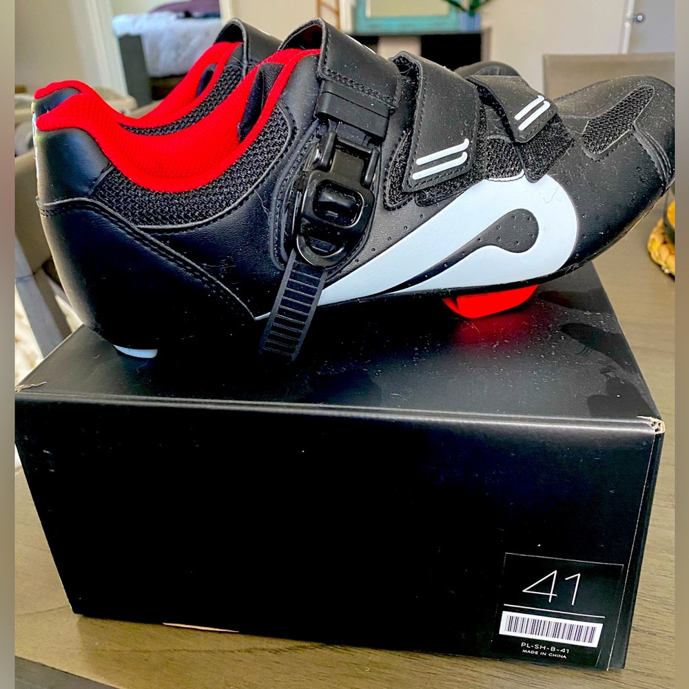 Peloton Black & Red Indoor Cycling Cleat Hook & Loop Unisex Shoes